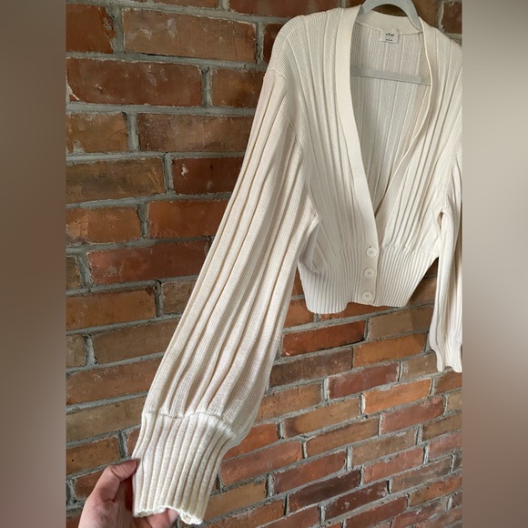 ARITZIA WILFRED plunge front cardigan oversized cream large wool - Picture 6 of 9